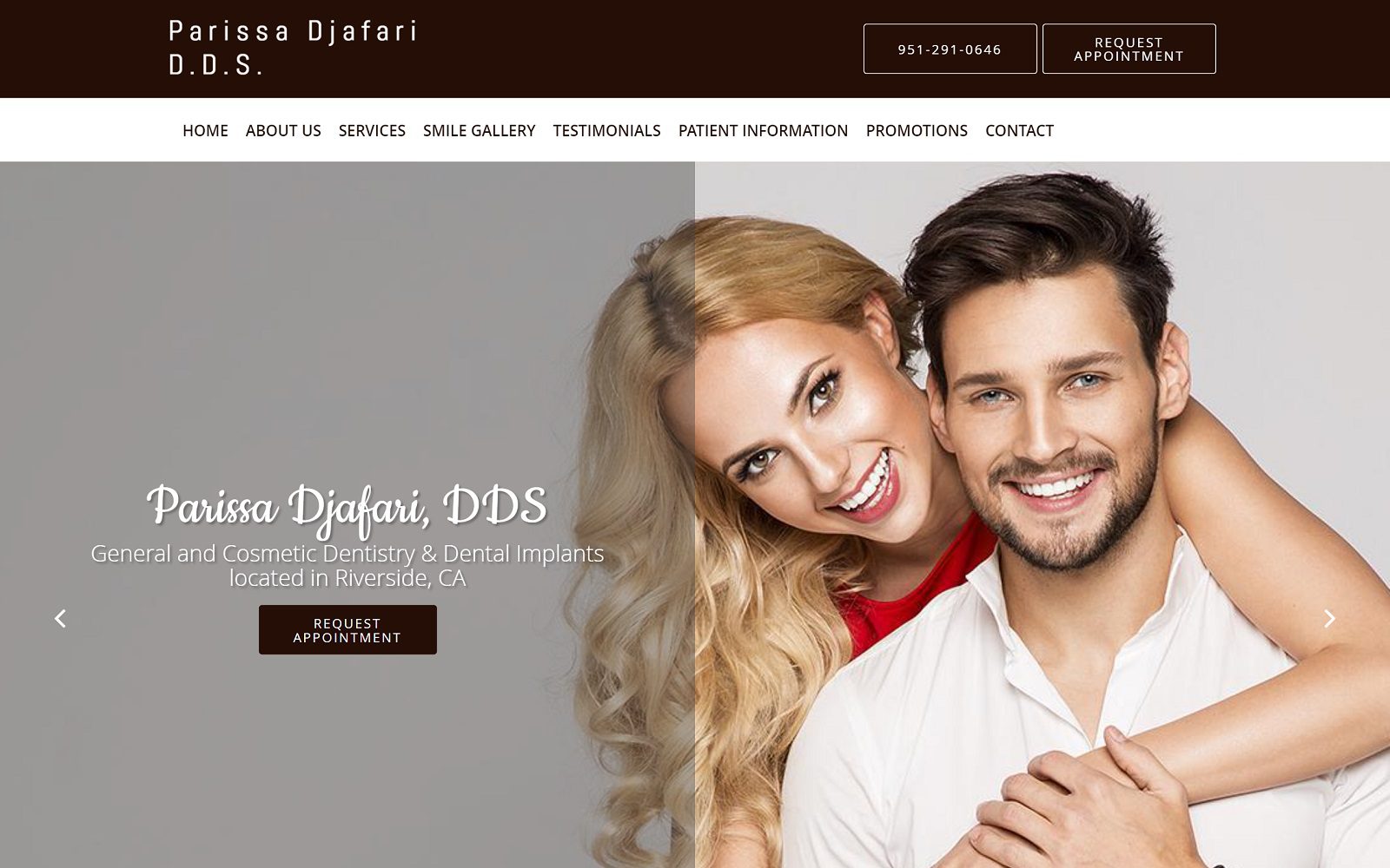 The Screenshot of Parissa Djafari, DDS Website