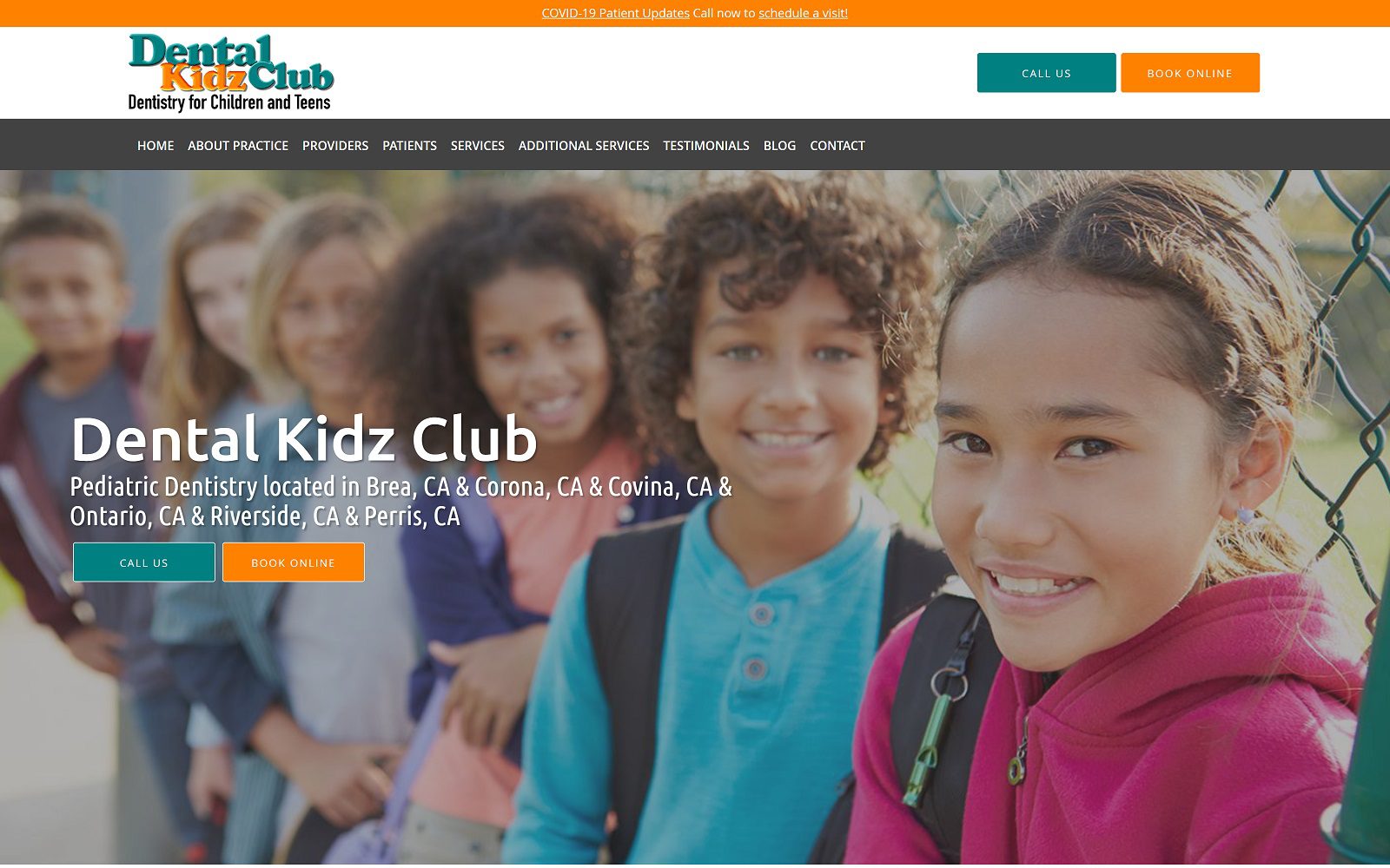 The Screenshot of Dental Kidz Club - Riverside dentalkidzclub.com Dr. Jihee Chun Website