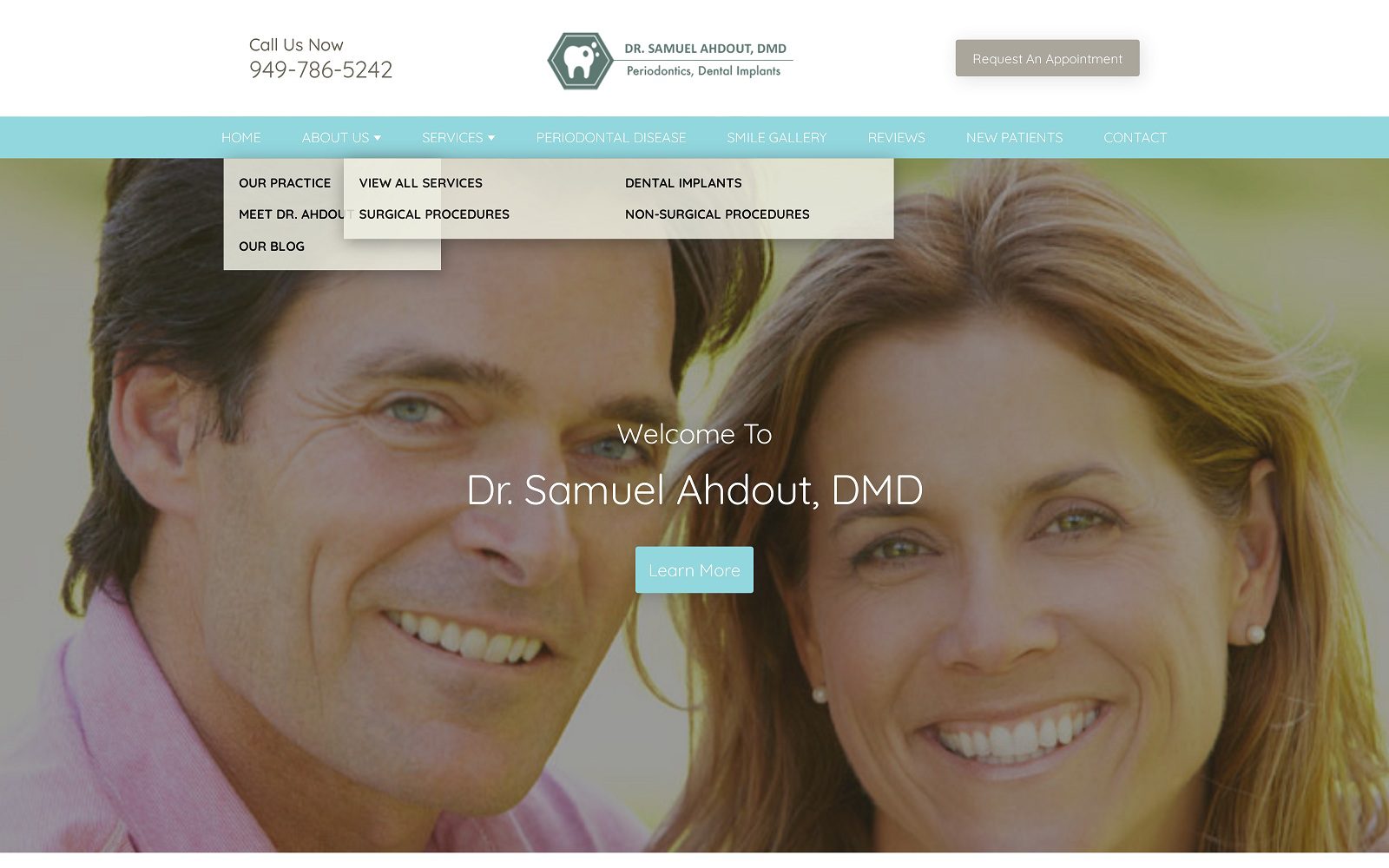 The Screenshot of Samuel Ahdout DMD - Periodontist in Irvine Website