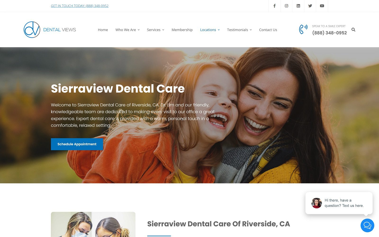 The Screenshot of Sierraview Dental Care of Riverside Website