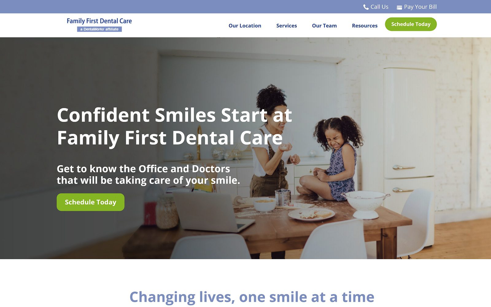 The Screenshot of Family First Dental Care Website