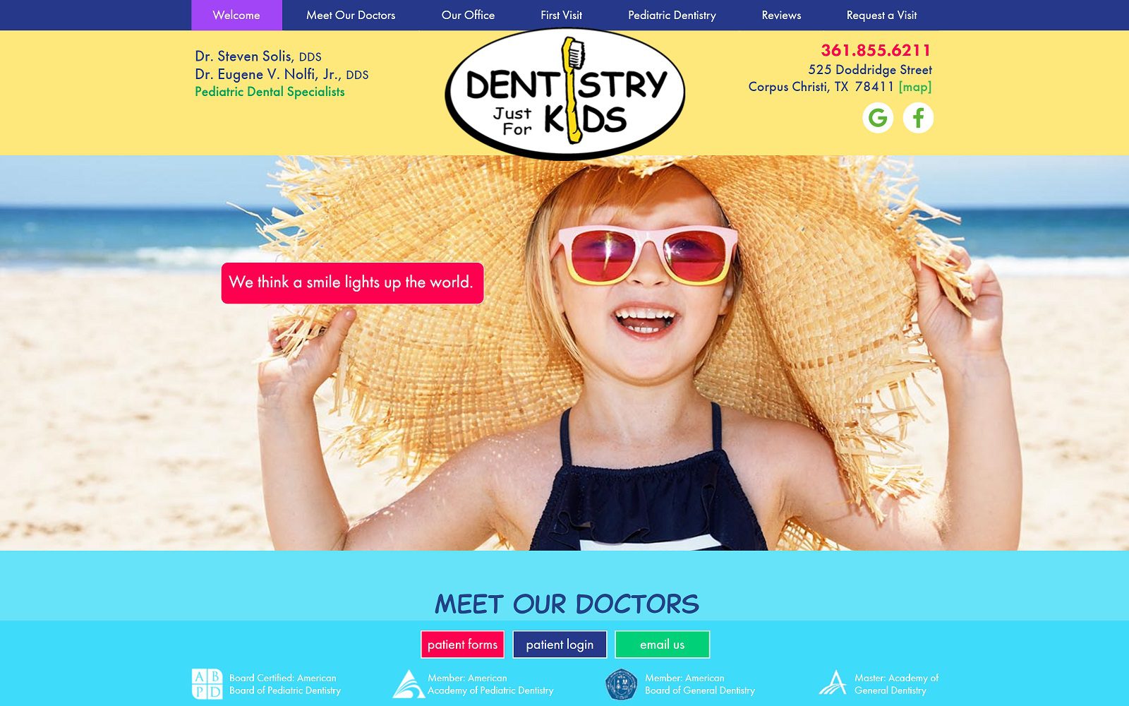 The Screenshot of Dentistry Just For Kids Website