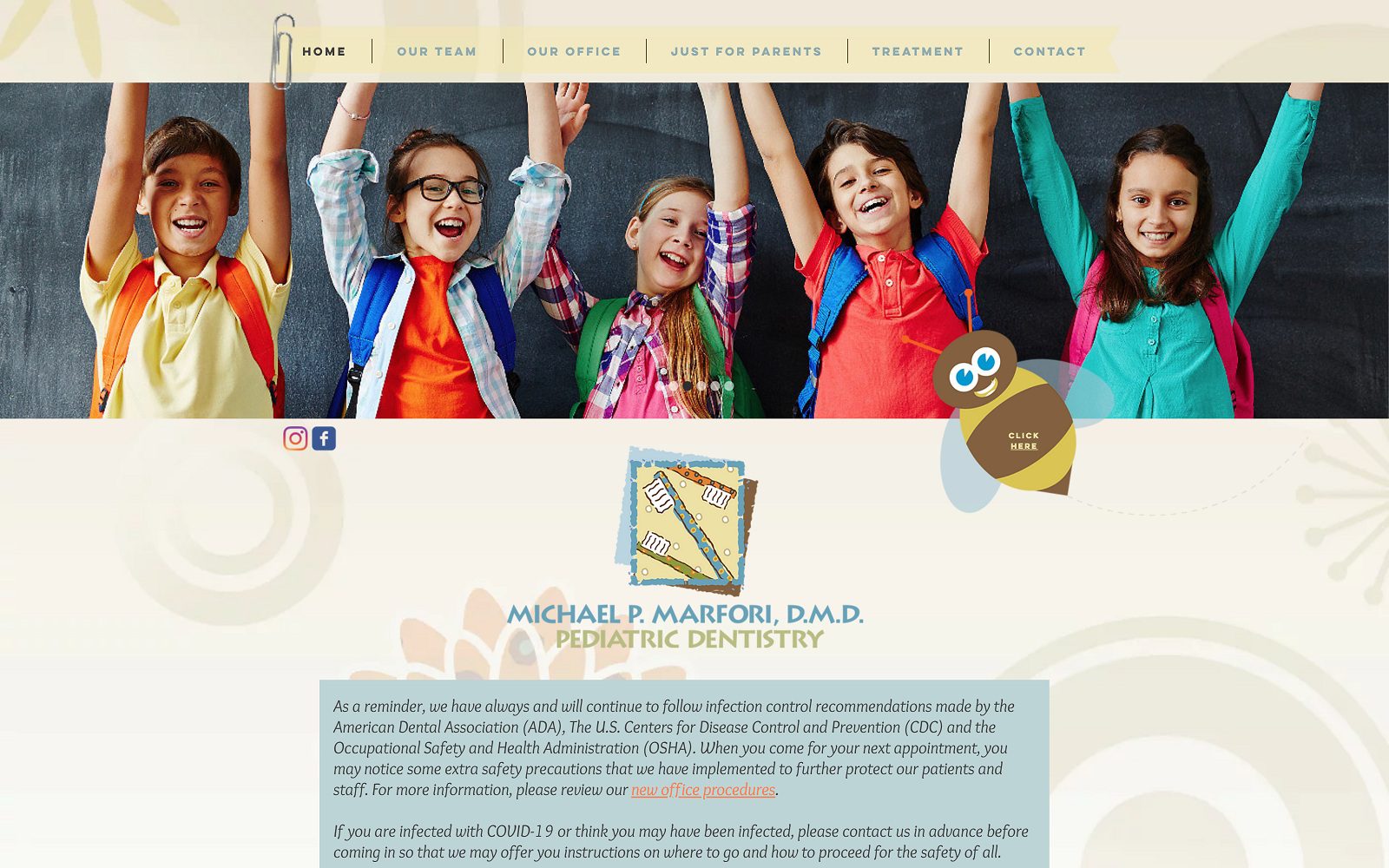The Screenshot of Dr. Michael P. Marfori, D.M.D. Pediatric Dentistry Website