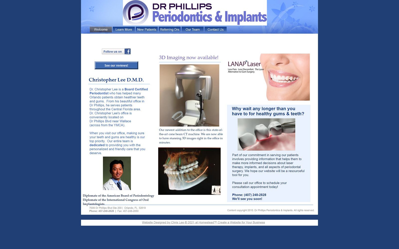 The Screenshot of Dr Phillips Periodontics & Implants: Lee Christopher DMD Website