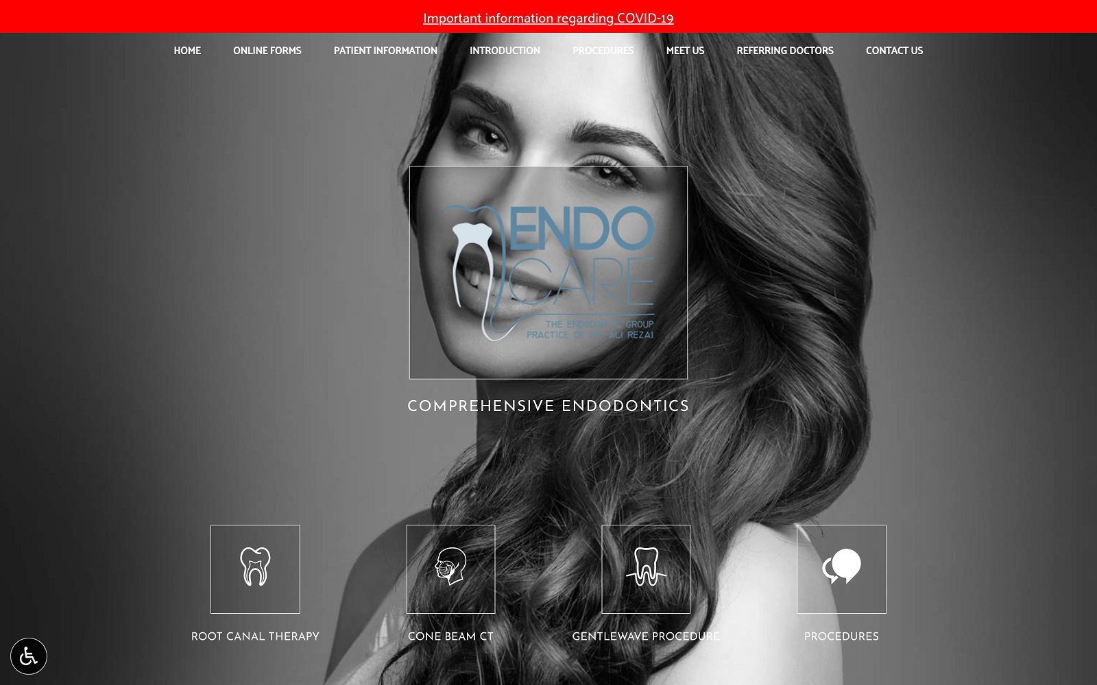 The Screenshot of Endo Care - The Endodontic Group Practice of Dr. Ali Rezai Website