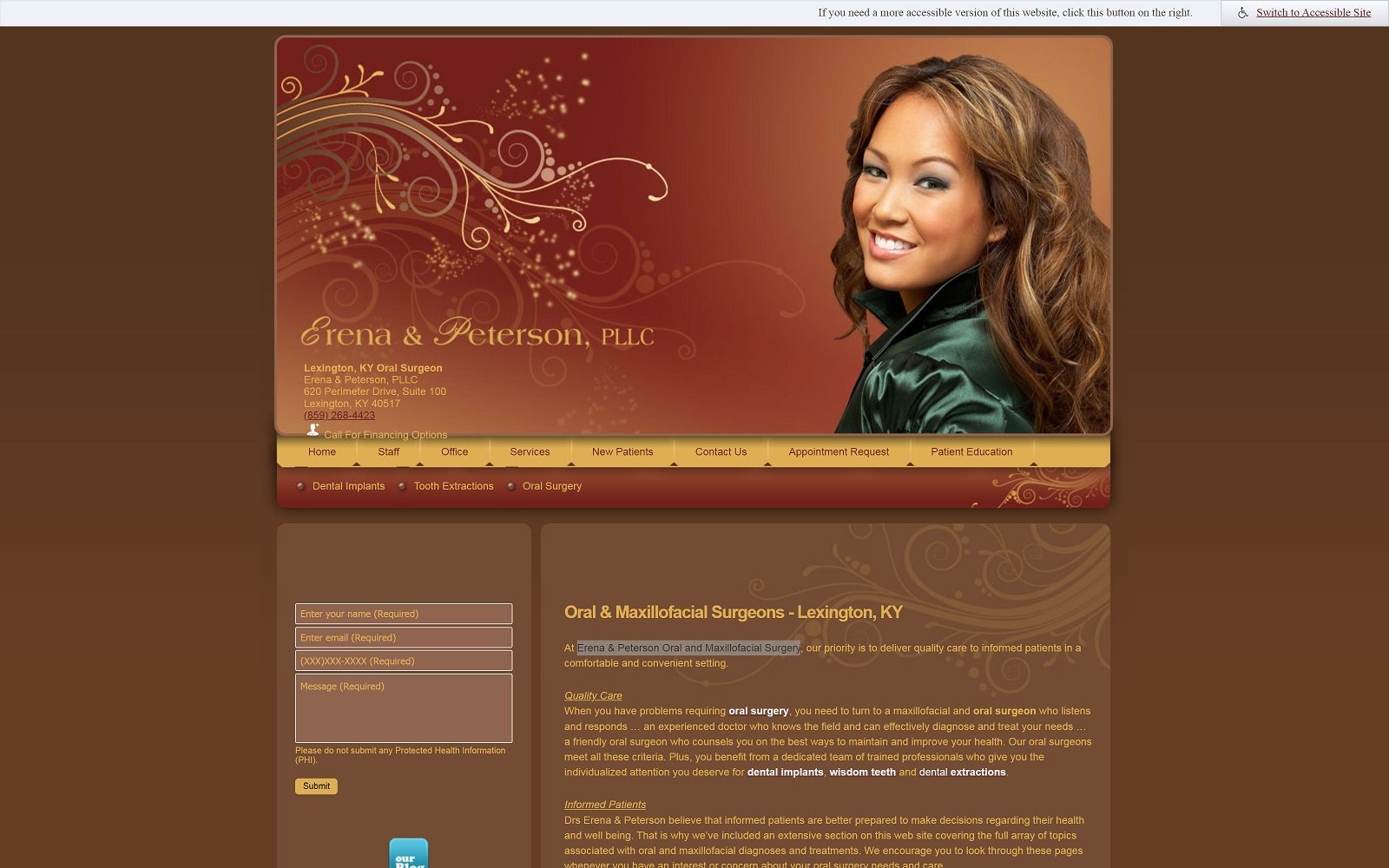 The Screenshot of Dr. Gregory R. Erena, DMD Website