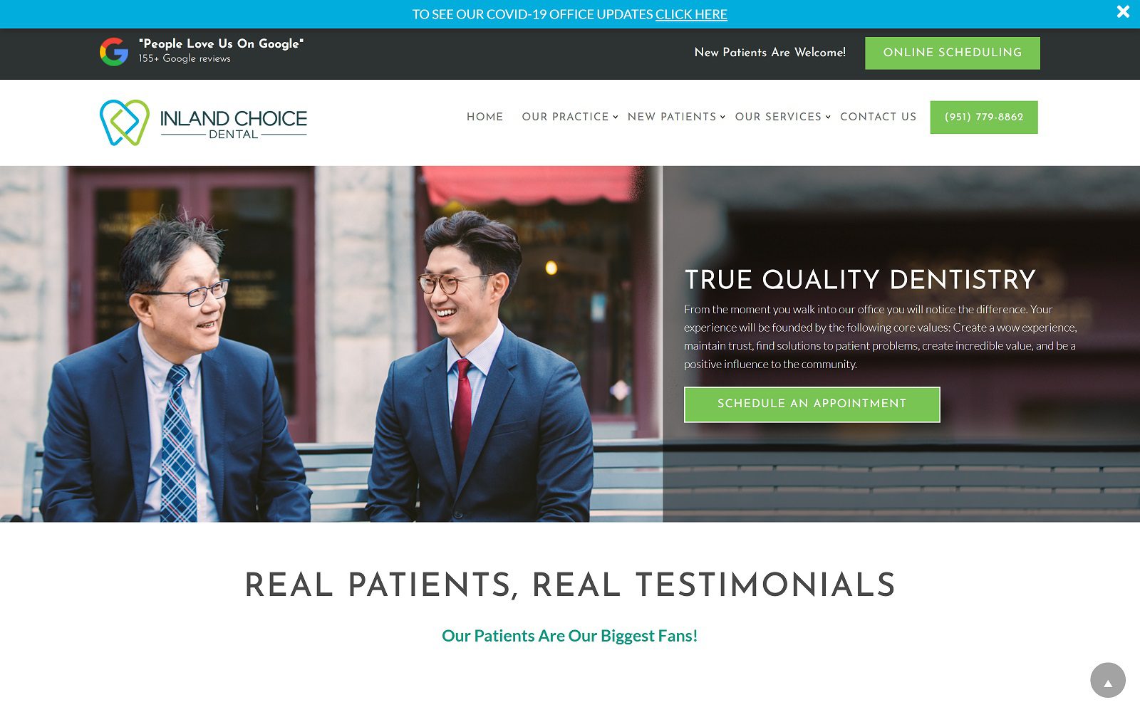 The Screenshot of Inland Choice Dental - Riverside Dentist Dr. David Choi Website
