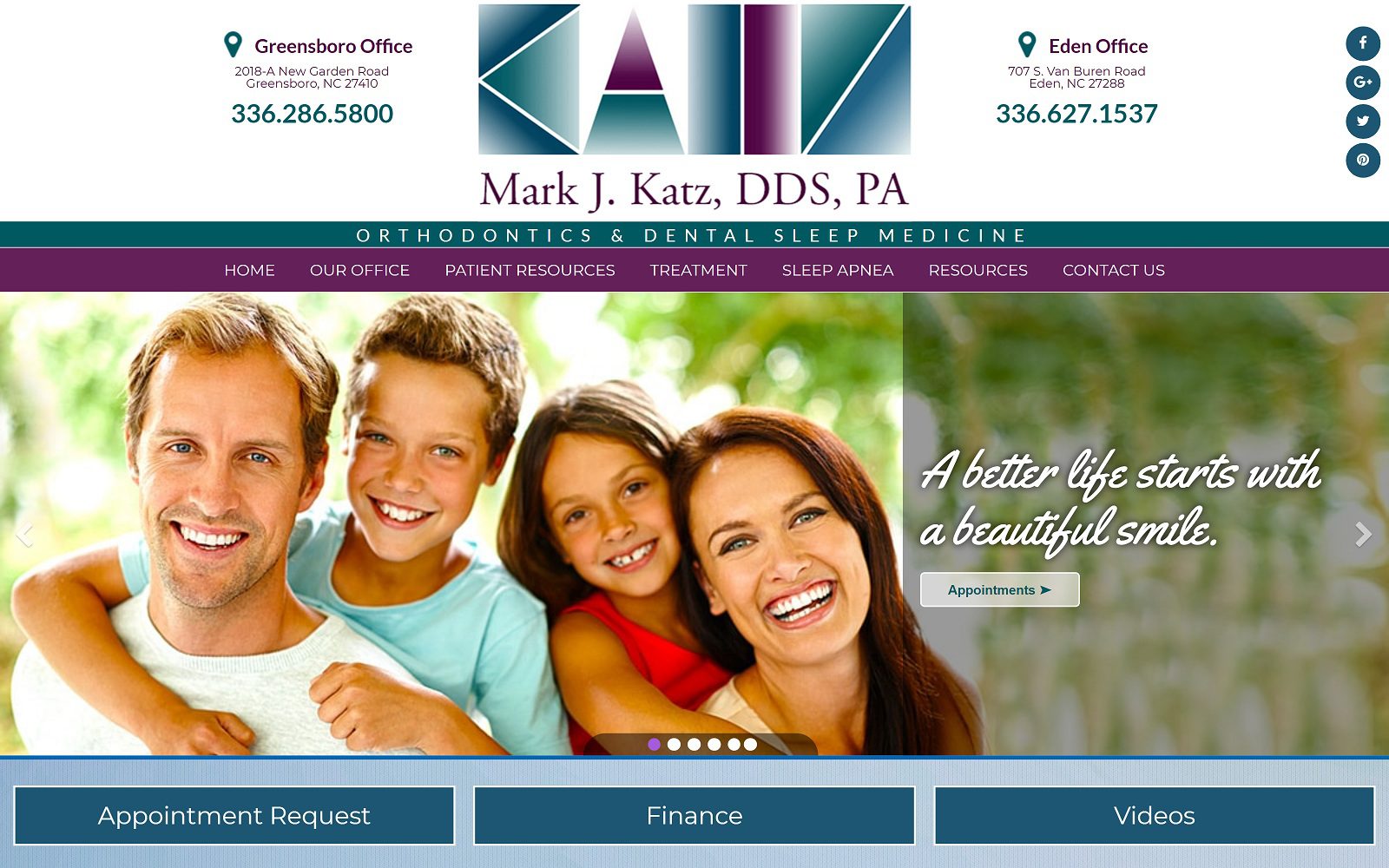 The Screenshot of Katz Orthodontics: Mark J. Katz, DDS,MSD, PA Website