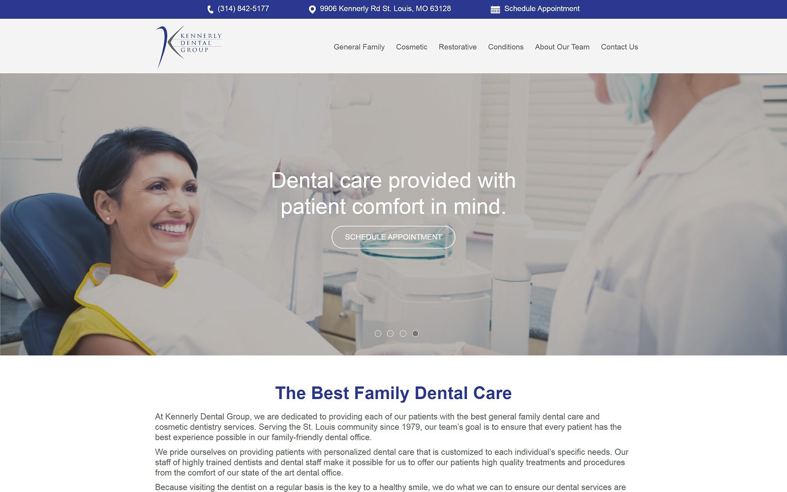The Screenshot of Kennerly Dental Group, Inc. Website