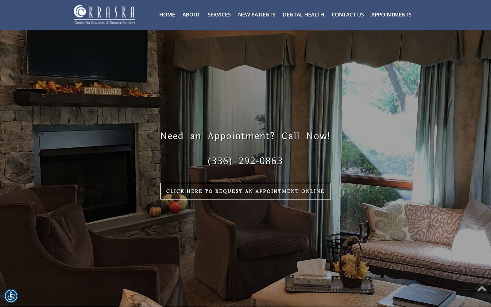 The Screenshot of Kraska Center for Cosmetic & General Dentistry Dr. Ryan Kraska Website
