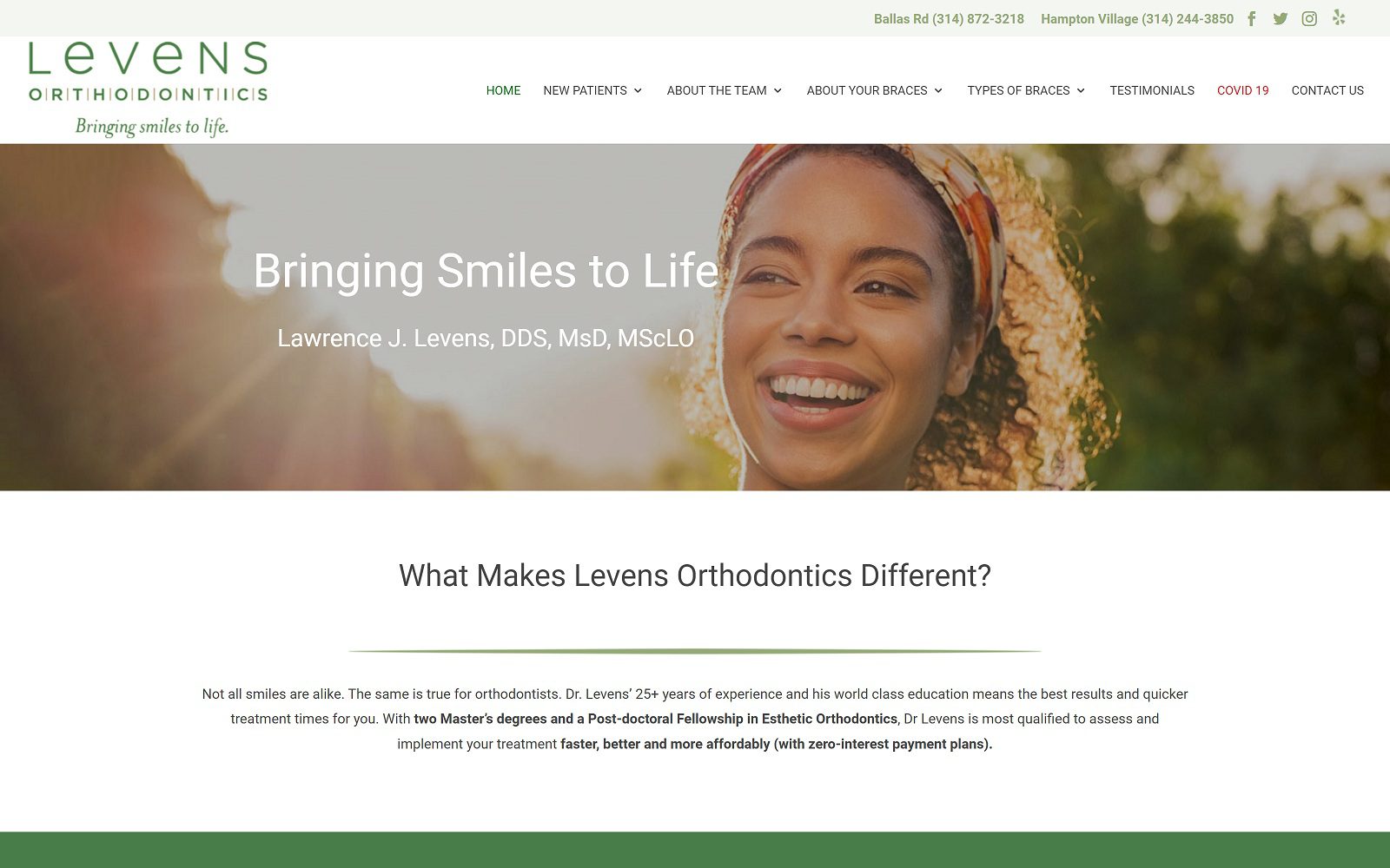 The Screenshot of Levens Orthodontics Dr. Larry Levens Website