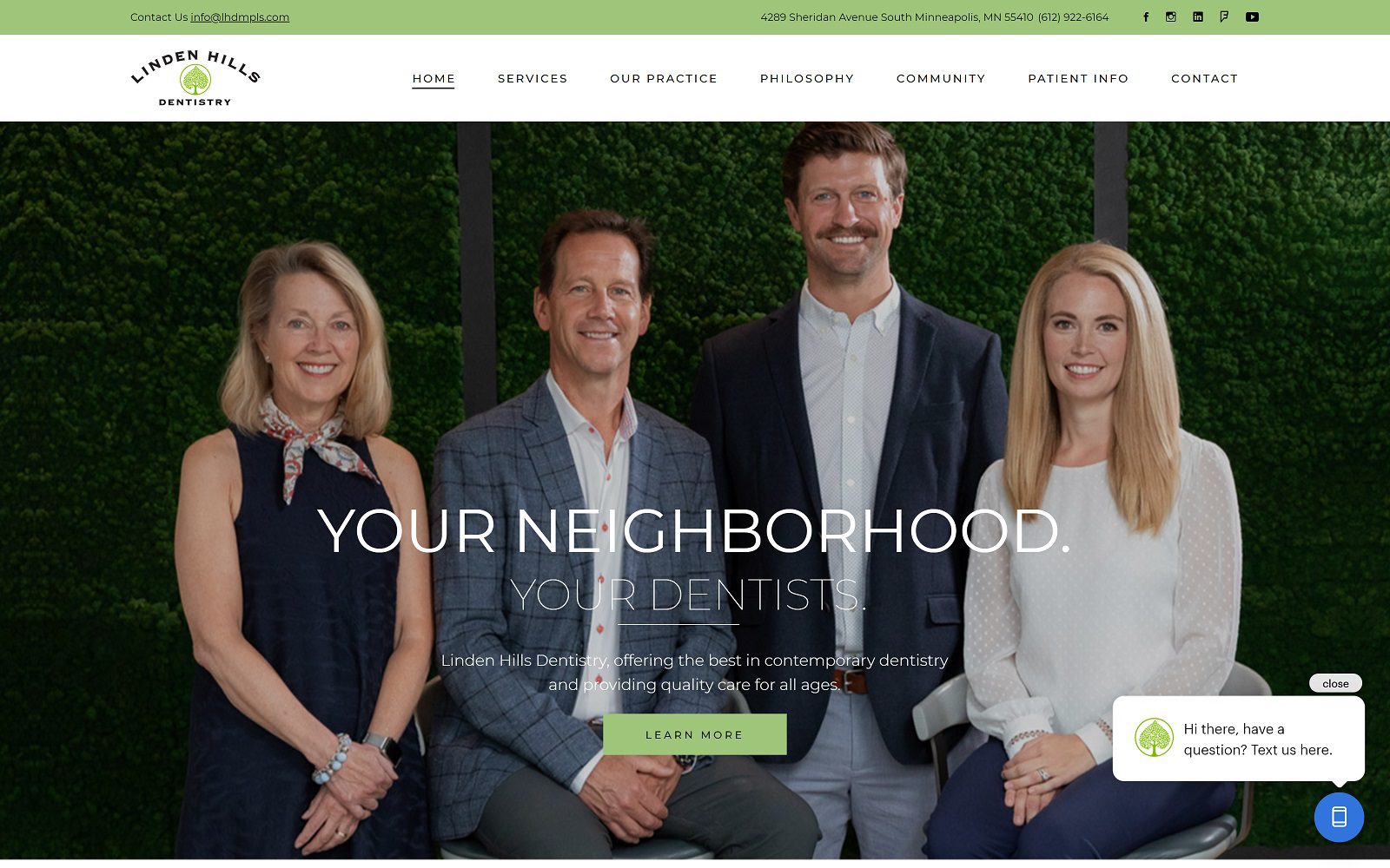 The Screenshot of Linden Hills Dentistry Website