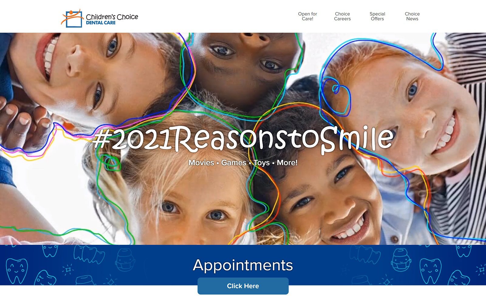 The Screenshot of Children's Choice Dental Care - Stockton Website