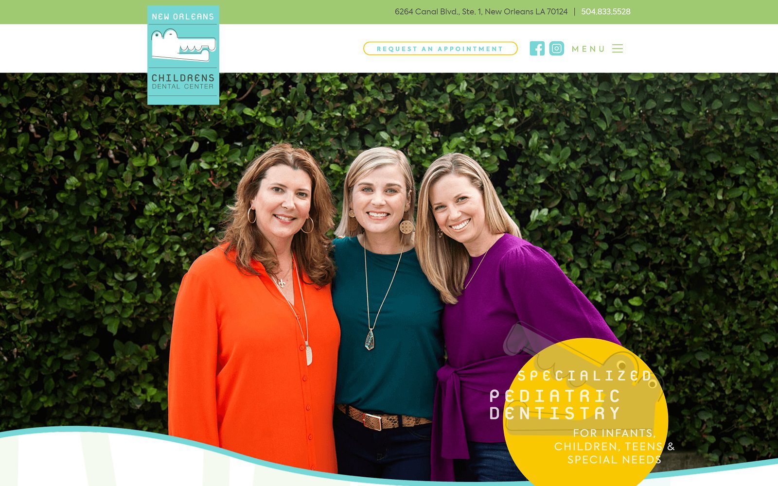 The Screenshot of New Orleans Childrens Dental Center Website