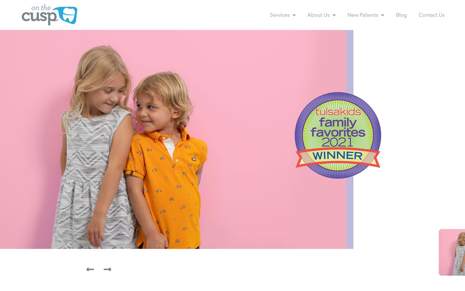 The Screenshot of On the Cusp Pediatric Dentistry Website