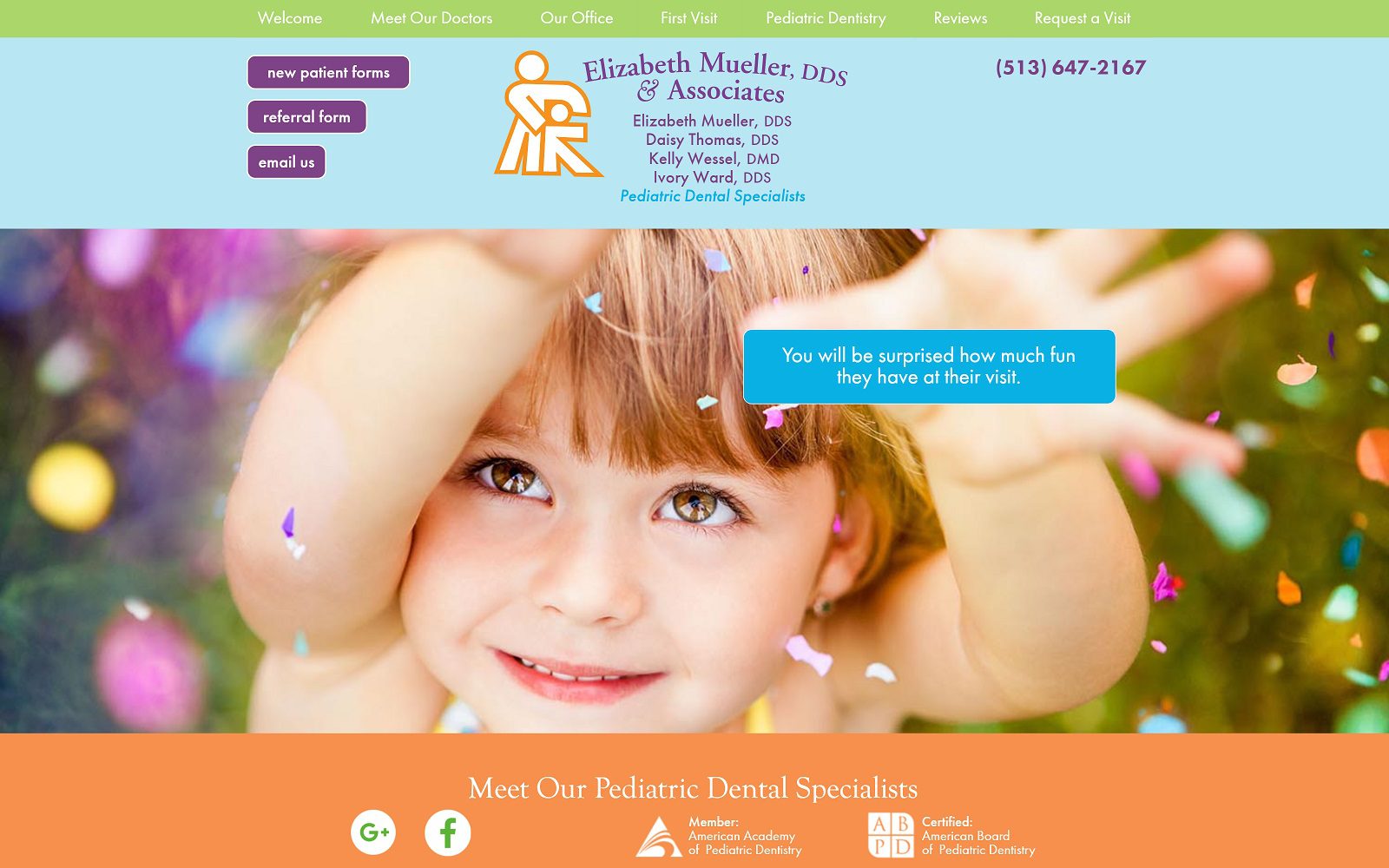 The screenshot of Mueller Elizabeth S DDS Website