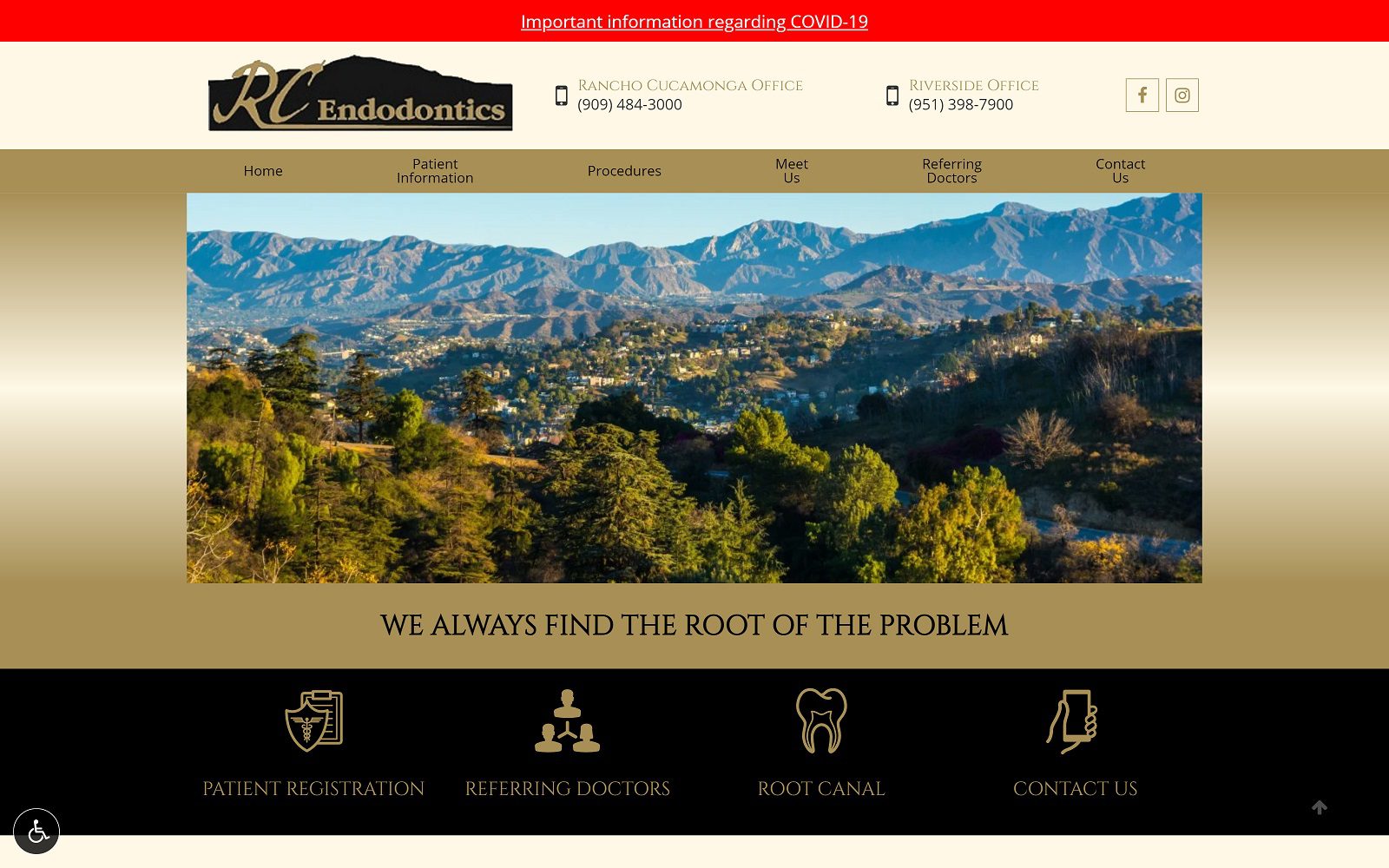 The Screenshot of Sami A. Ali, DDS., Inc RC Endodontics Website