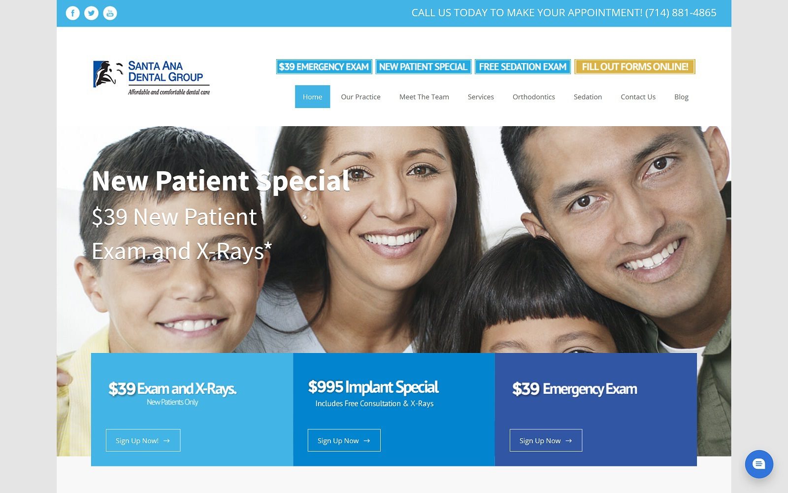 The Screenshot of Santa Ana Dental Group Website