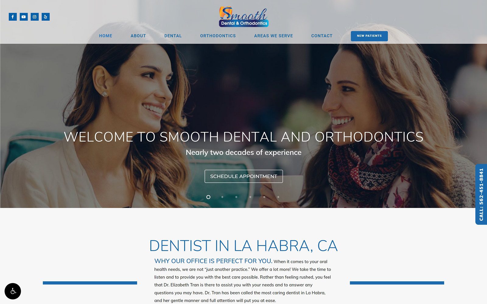 The Screenshot of Smooth Dental and Orthodontics Dr. Elizabeth Tran Website