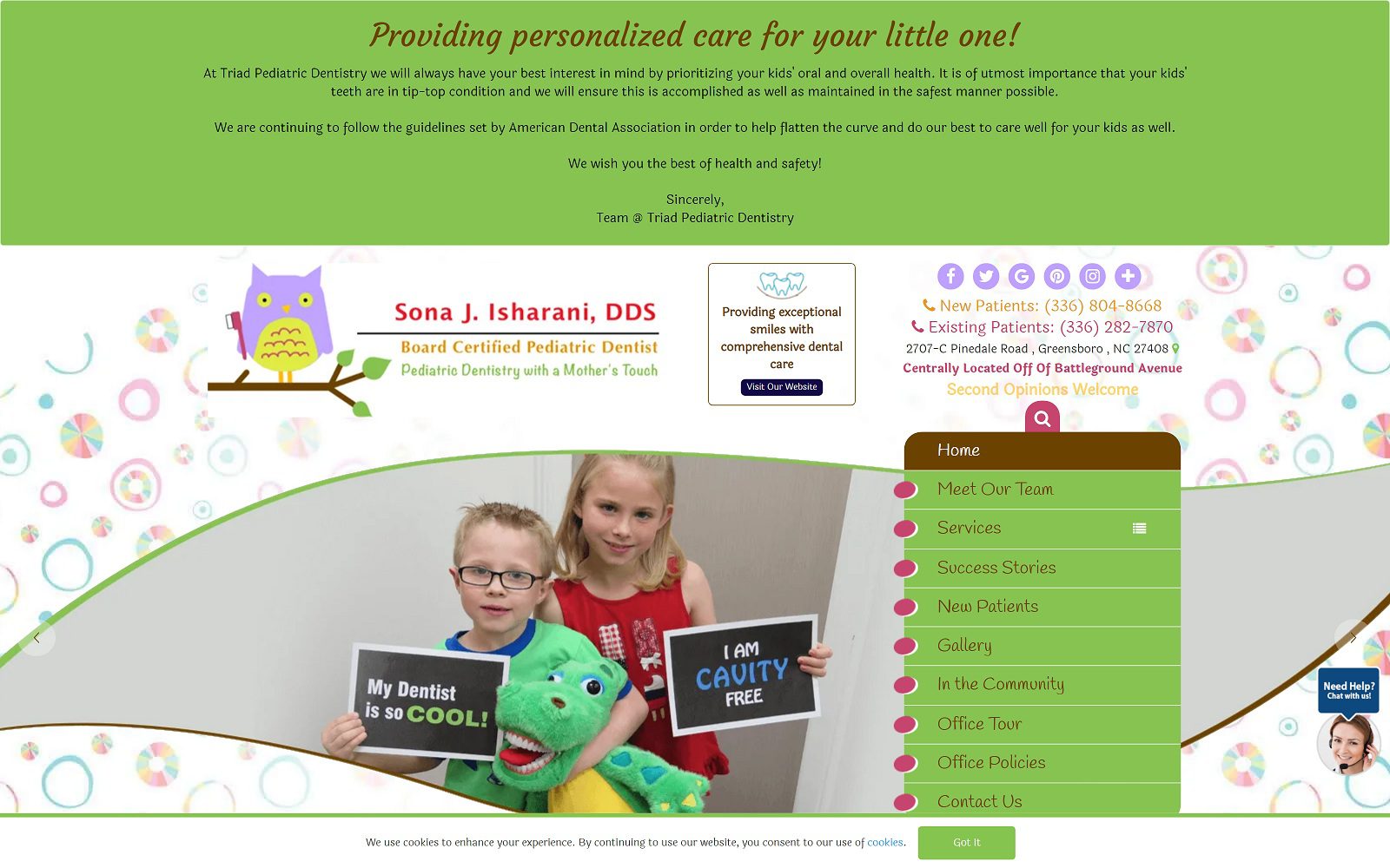 The Screenshot of Sona J. Isharani , DDS Website