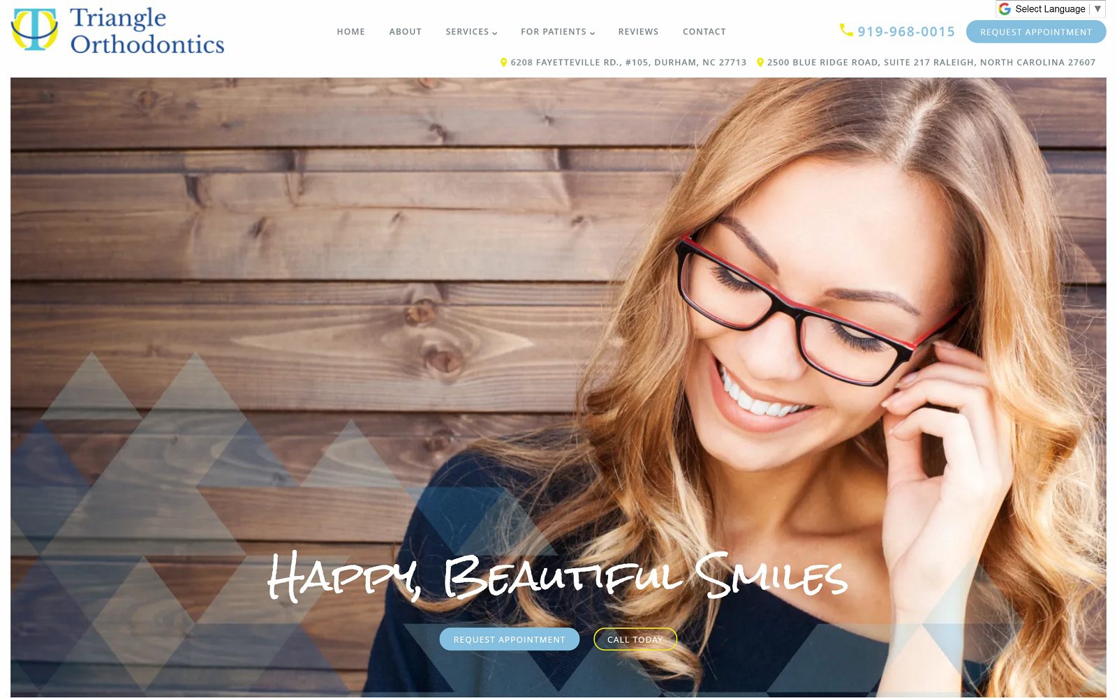The Screenshot of Triangle Orthodontics and General Dentistry Dr. Farzana Rahman Website