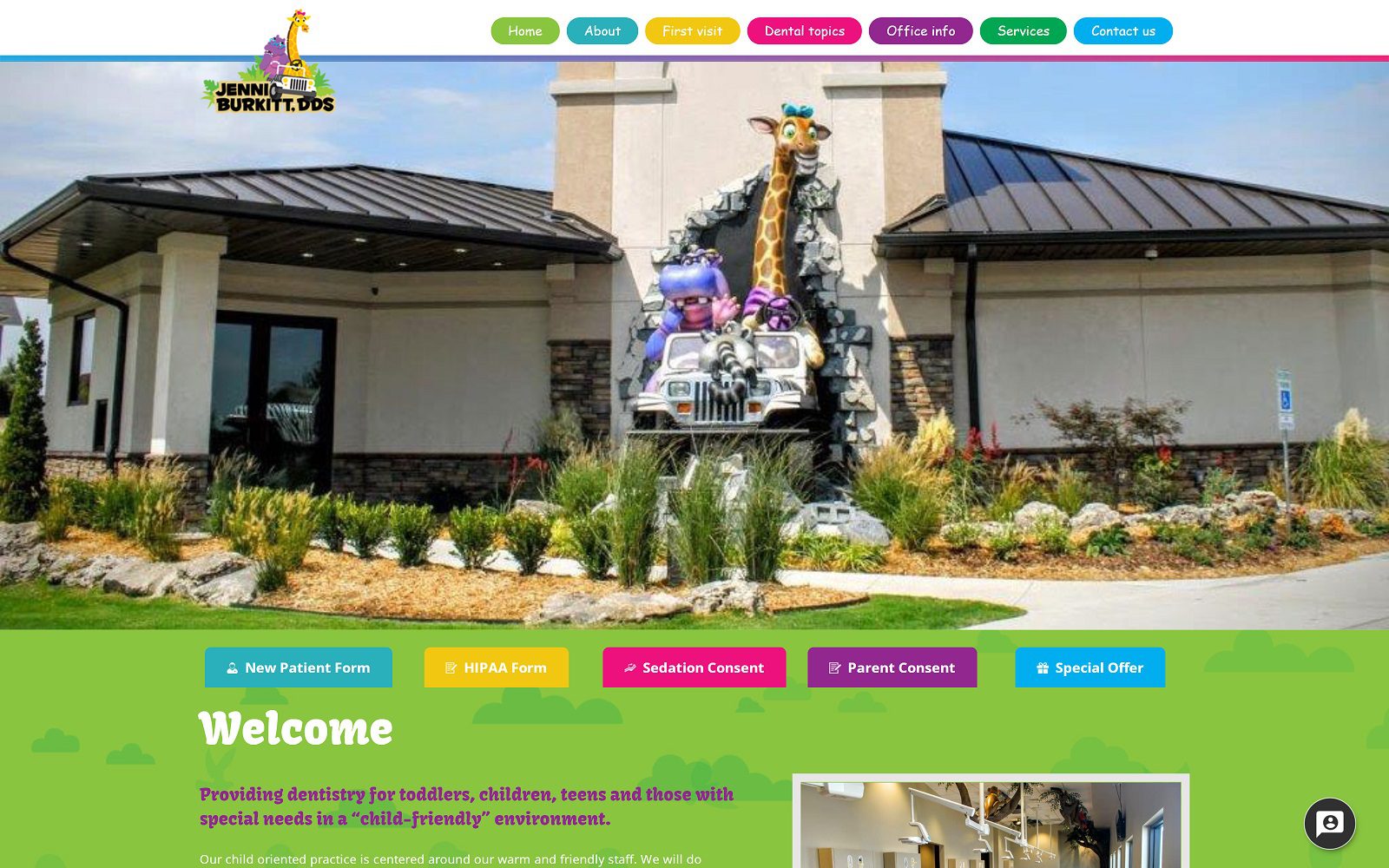 The Screenshot of Jenni Burkitt DDS - Dentistry for Children Website
