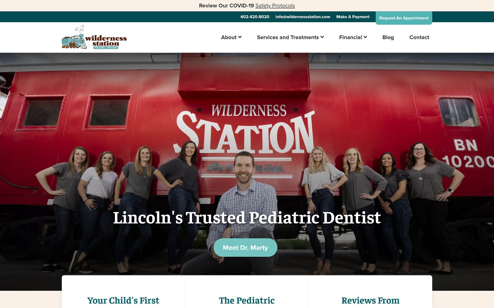 The Screenshot of Wilderness Station Pediatric Dentistry Website