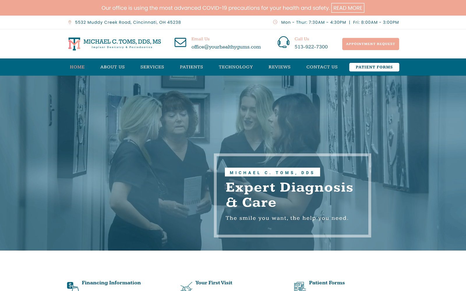 The Screenshot of Michael C. Toms D.D.S., M.S Website