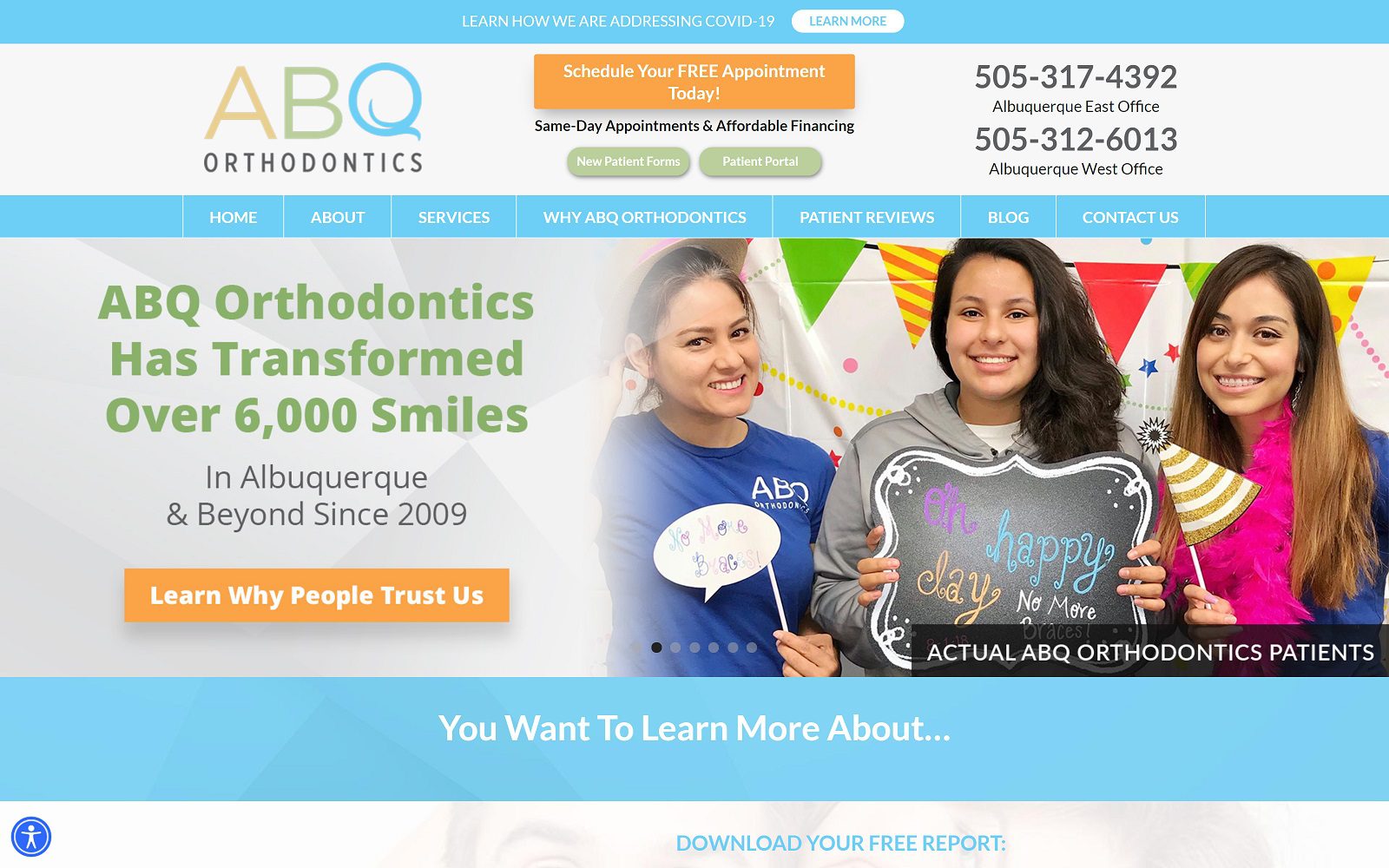 The Screenshot of ABQ Orthodontics Website