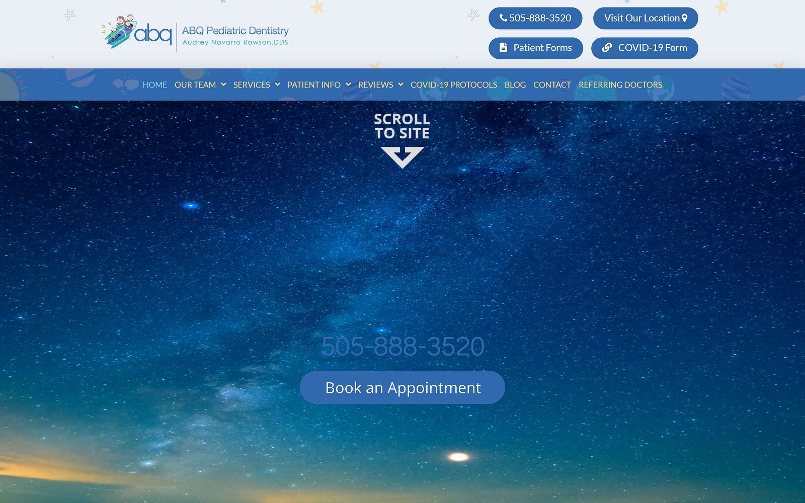 The Screenshot of ABQ Pediatric Dentistry: Audrey Rawson, DDS Website