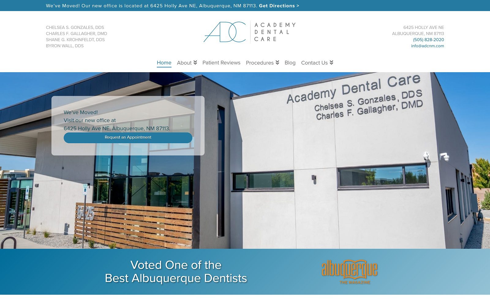 The Screenshot of Academy Dental Care Website