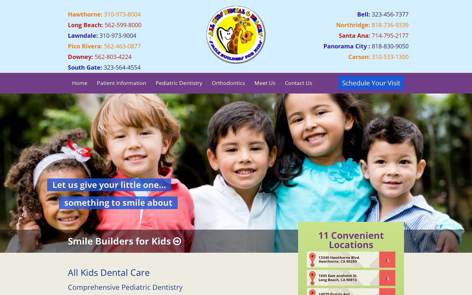 The Screenshot of All Kids Dental Care Website