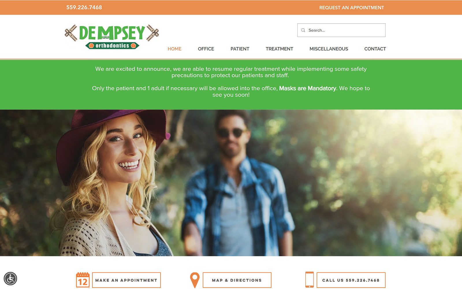 The Screenshot of Dempsey Orthodontics Dr. Melissa Dempsey Website