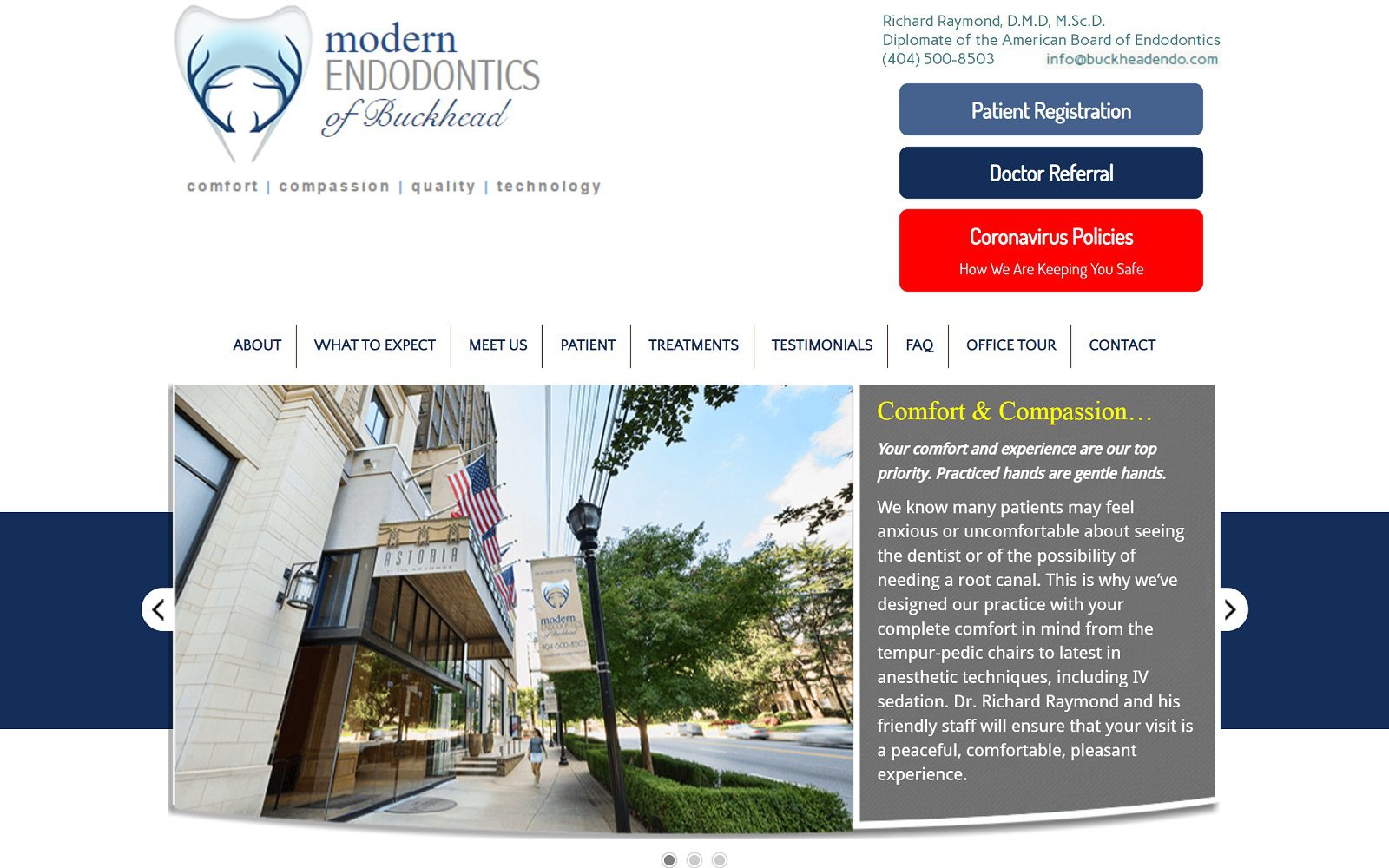 The Screenshot of Modern Endodontics of Buckhead: Richard L Raymond DMD, Root Canal Specialist Website
