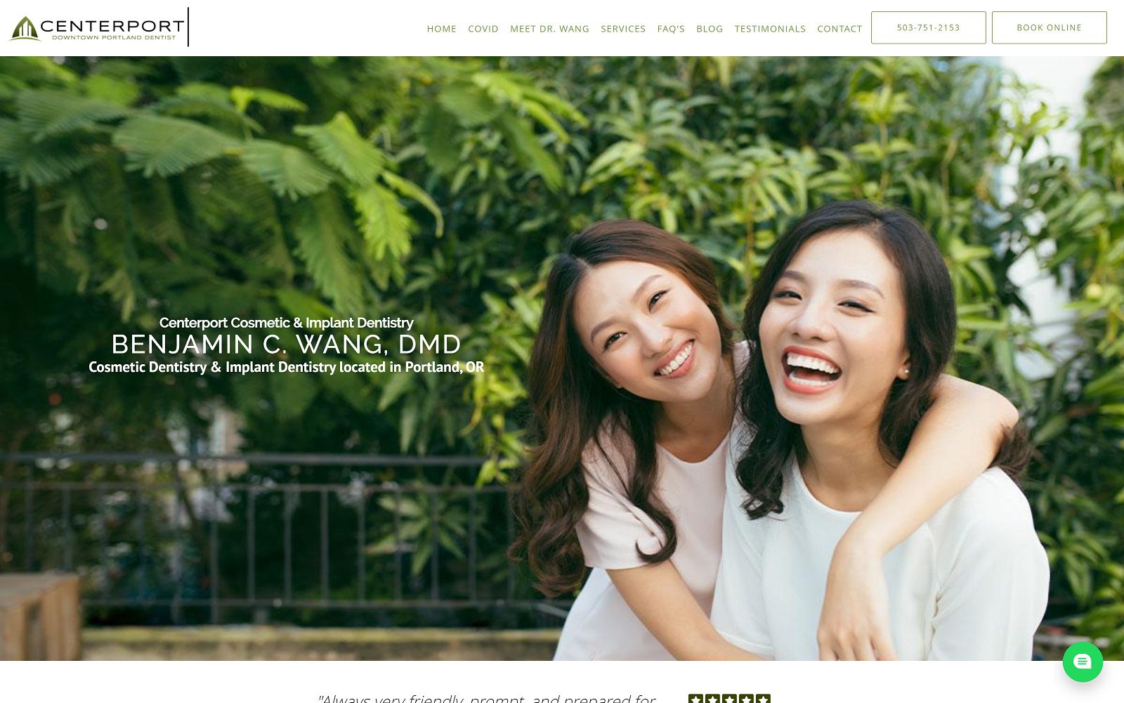 The Screenshot of Centerport Dental Dr. Benjamin Wang Website