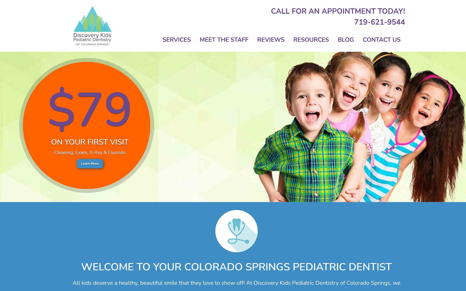 The Screenshot of Discovery Kids Pediatric Dentistry Website