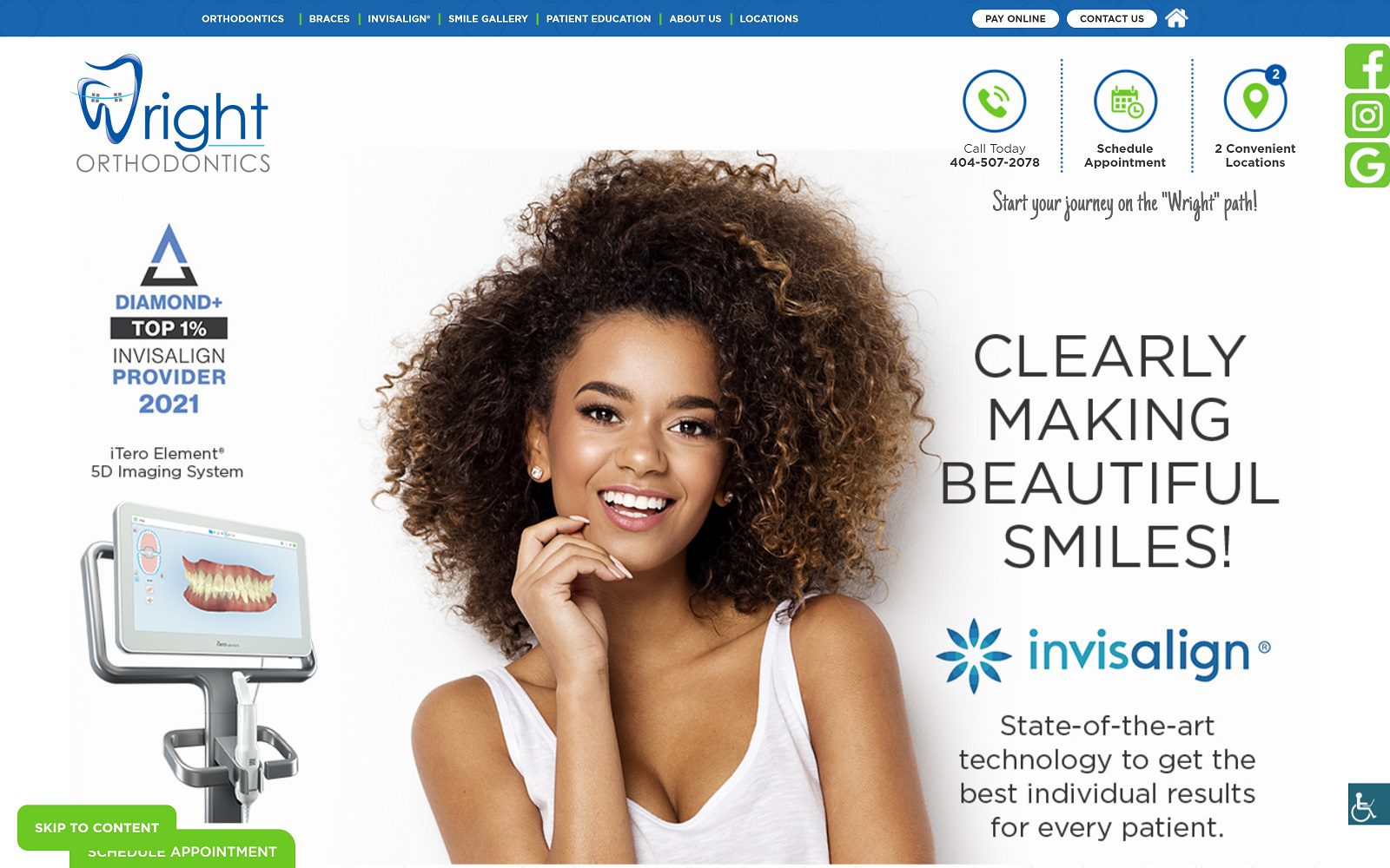 The Screenshot of Wright Orthodontics Dr. Marc S. Wright Website