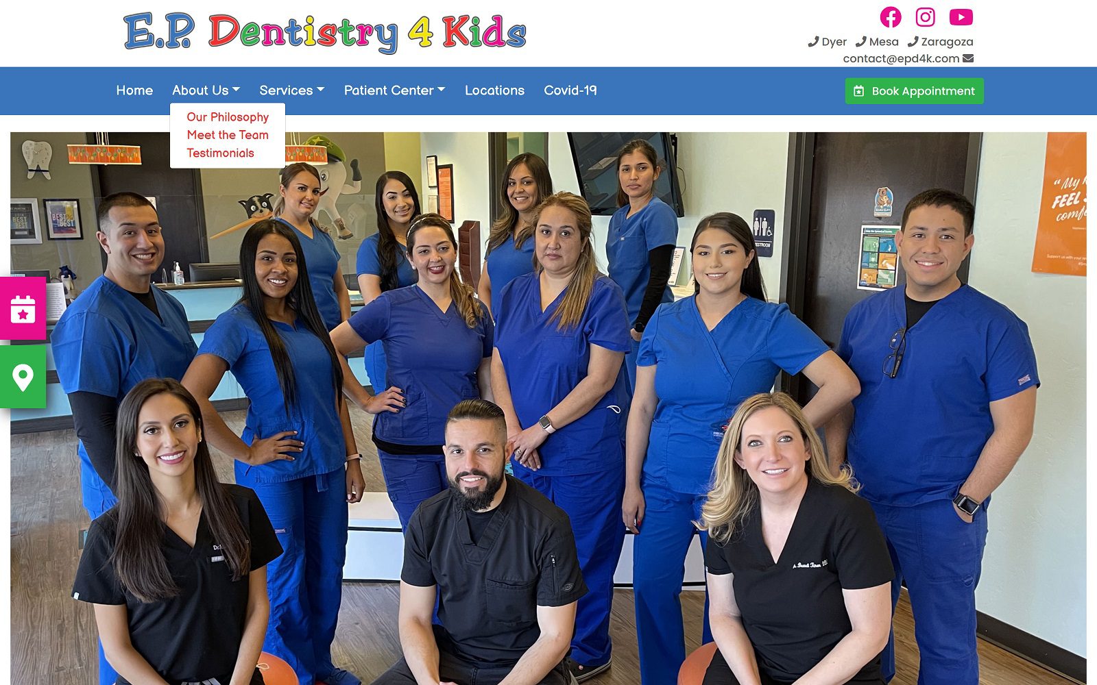 The Screenshot of E.P. Dentistry 4 Kids - Dyer Website