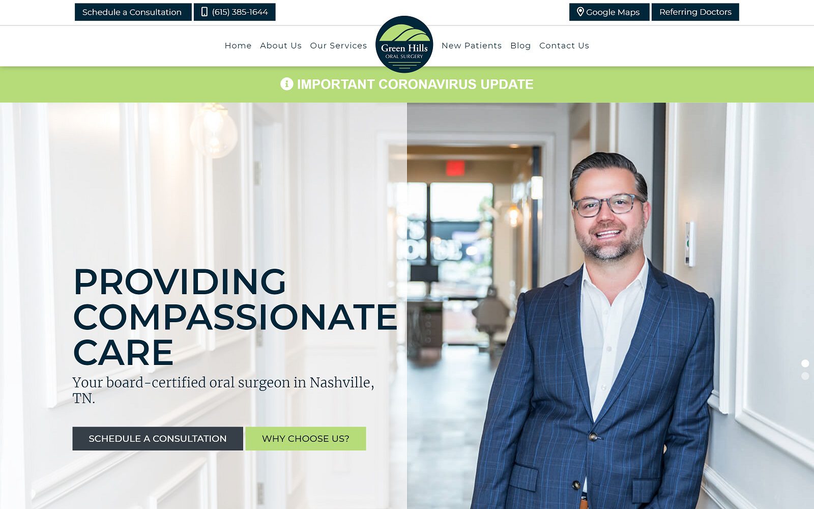 The Screenshot of Green Hills Oral Surgery Website