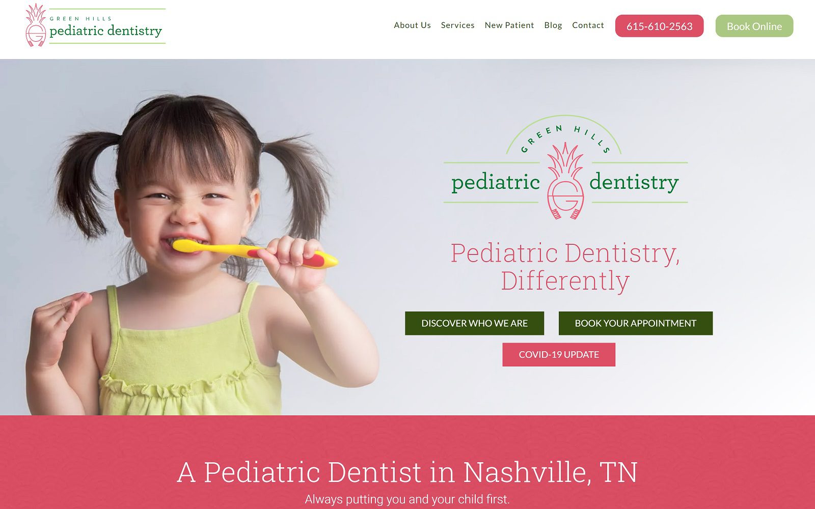 The Screenshot of Green Hills Pediatric Dentistry Website