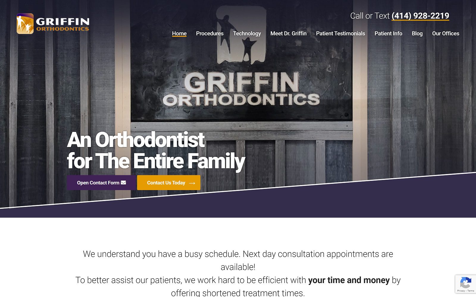 The Screenshot of Griffin Orthodontics Website