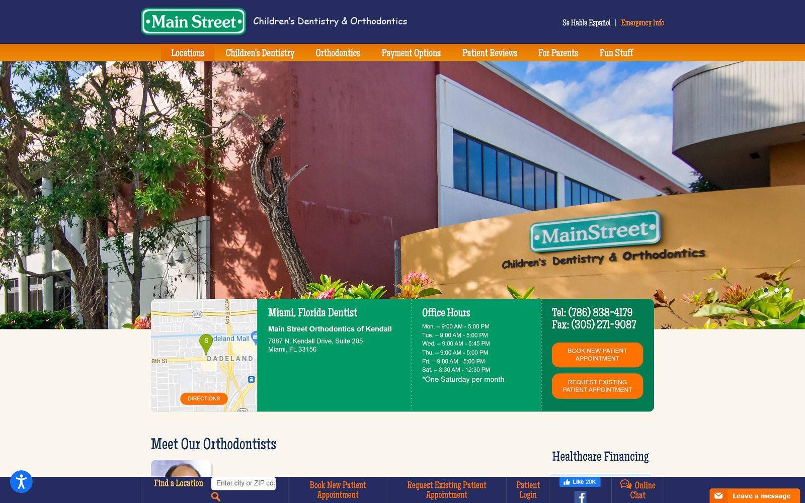 The Screenshot of Main Street Orthodontics of Kendall Website