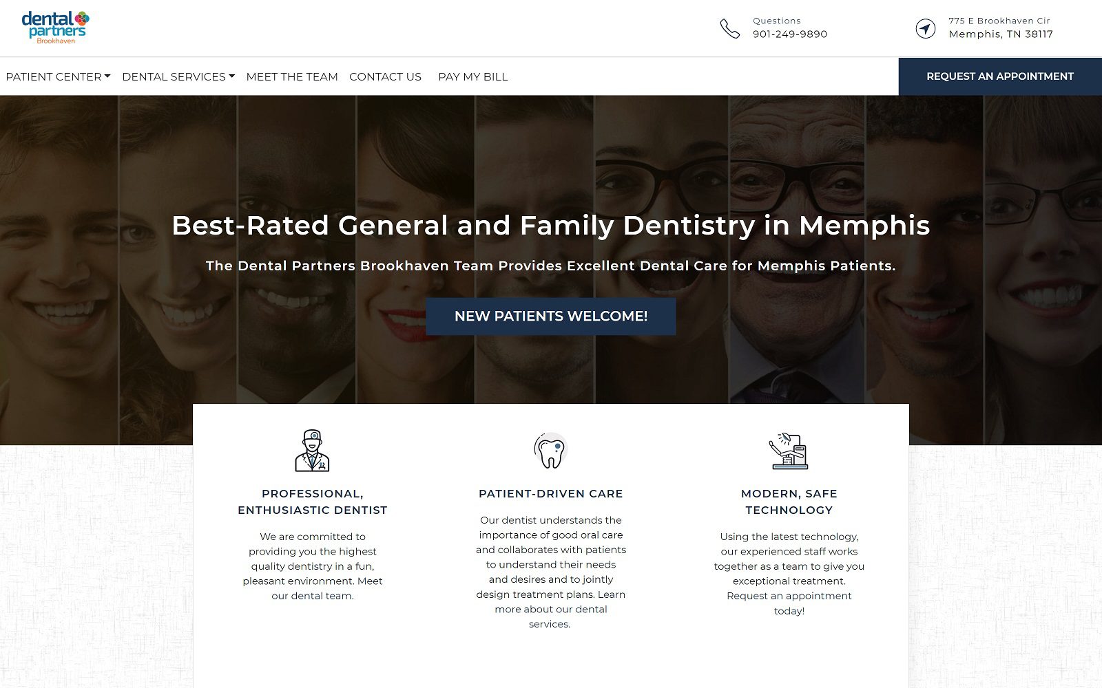 The Screenshot of Dental Partners - Brookhaven Website