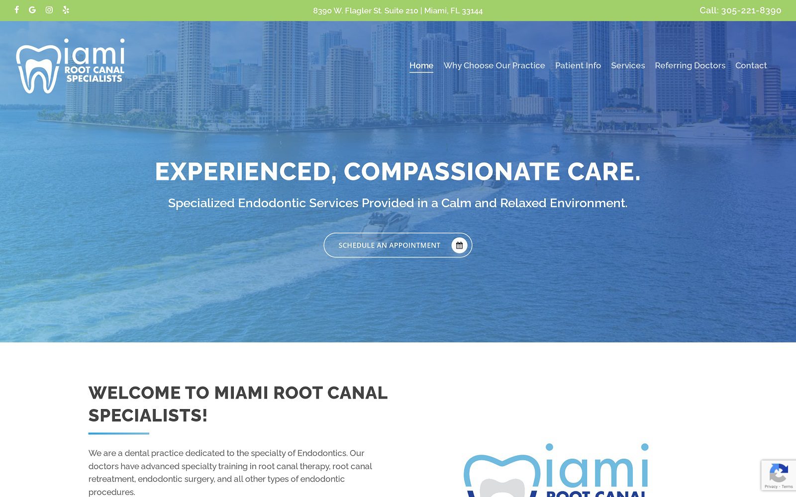 The Screenshot of Miami Root Canal Specialists Website
