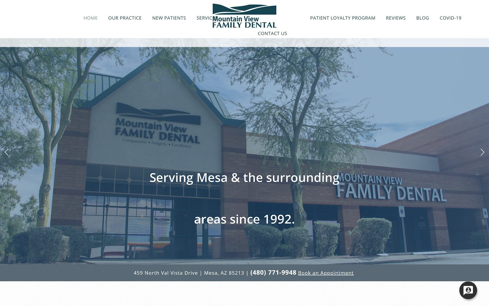 The Screenshot of Mountain View Family Dental Website