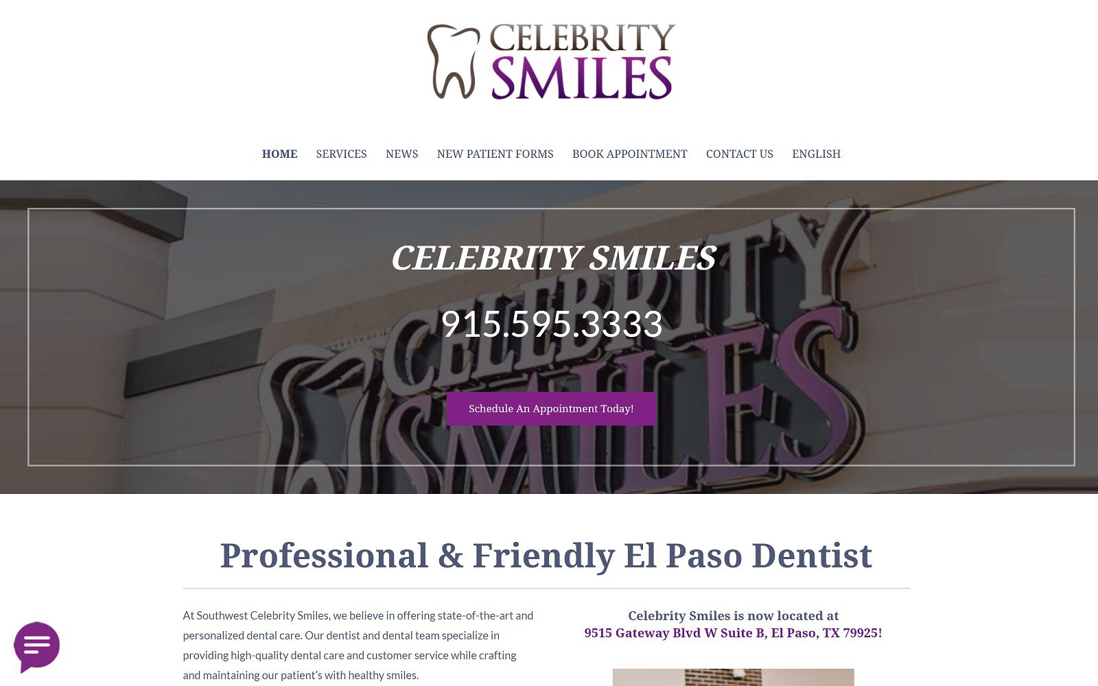 The Screenshot of Southwest Celebrity Smiles Website