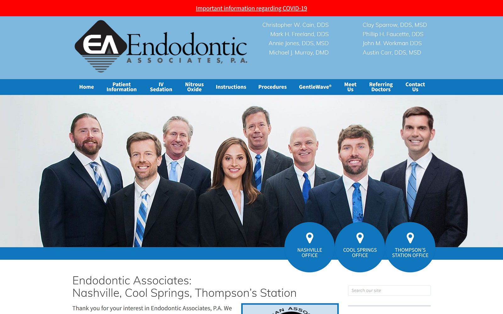 The Screenshot of Endodontic Associates Website
