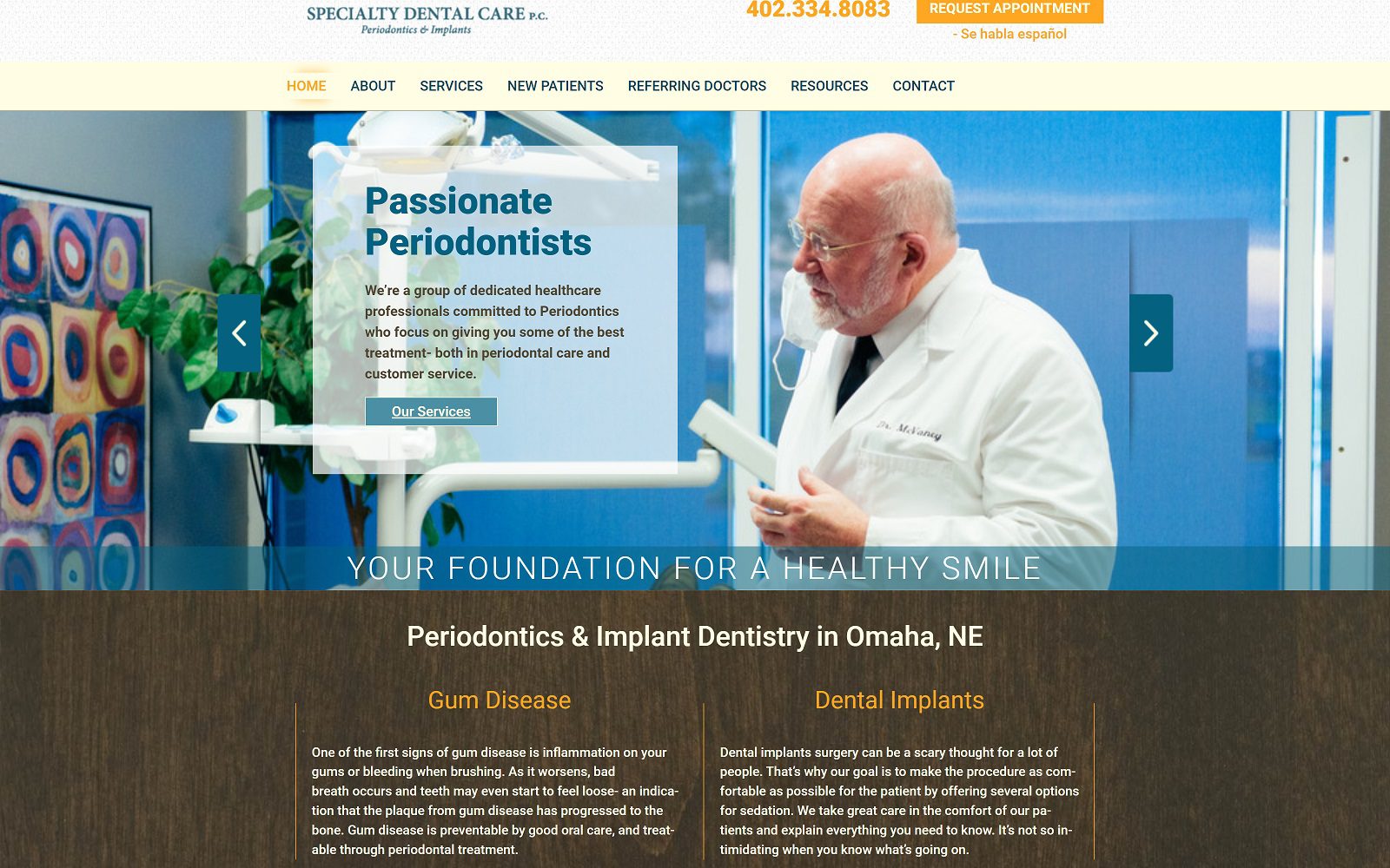 The Screenshot of Specialty Dental Care P.C. Dr. Tim McVaney Website 
