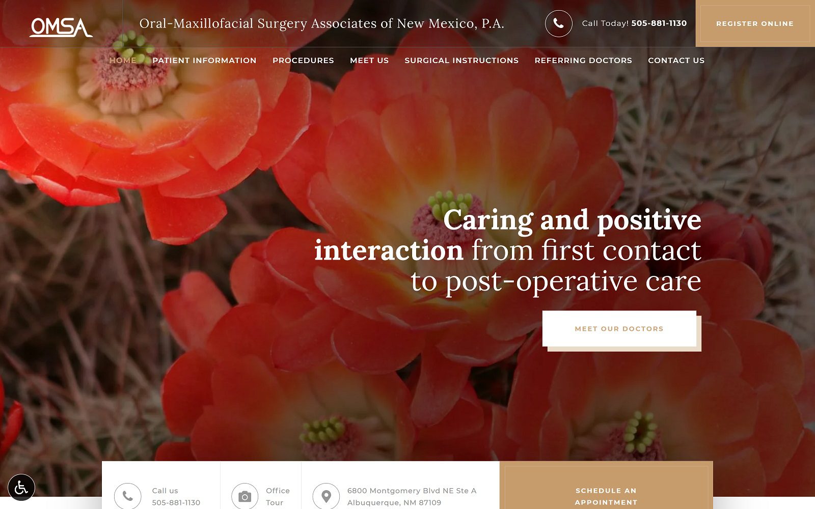 The Screenshot of Oral-Maxillofacial Surgery Associates of New Mexico, P.A. Website