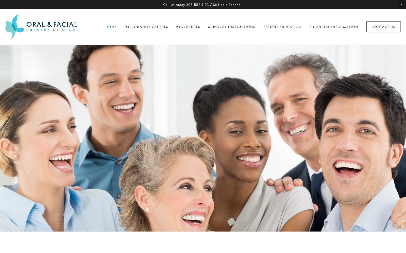 The Screenshot of Dr. Johanny Caceres. Oral & Facial Surgery Of Miami Website